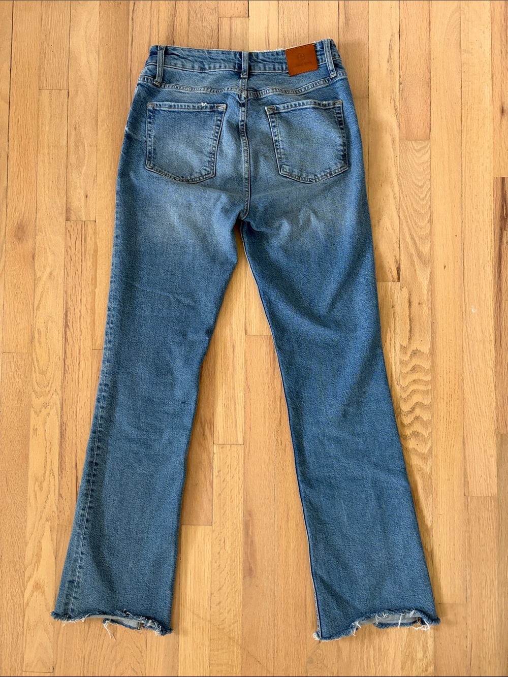 Anine Bing Blue Straight-Leg Jeans with Raw Hem - Picture 6 of 7